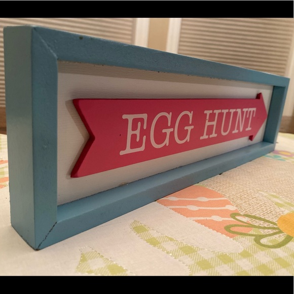Easter Egg Hunt Sign, Blue & Pink Arrow Egg Hunt Decor Sign, Tabletop or Wall - Picture 9 of 12